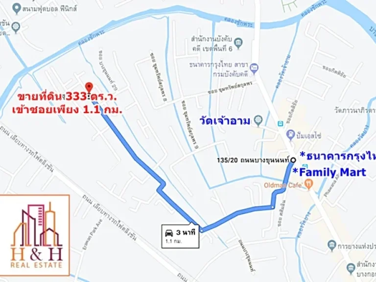 ที่ดิน 333ตรว บางขุนนนท์29 ใกล้วัดเจ้าอาม รถไฟฟ้าบางขุนนนท์