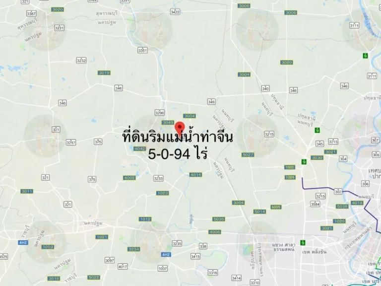 ที่ดินริมแม่น้ำท่าจีน 5ไร่ ติดทางสาธารณะ ลำพญา บางเลน นครปฐม