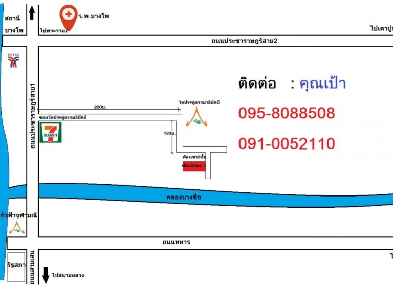 ราคาถูกมากที่ดิน 50 ตารางวา ถมแล้วย่านเกียกกาย