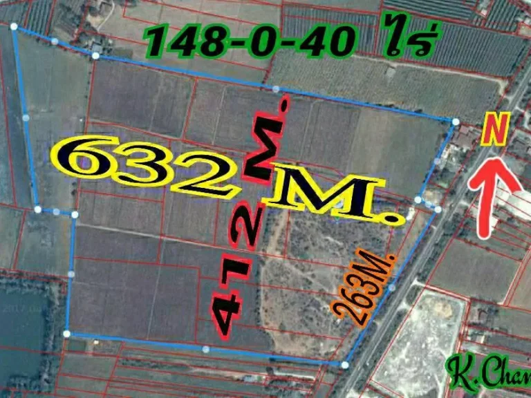 ขายที่ดิน 148-0-40 ไร่ ติดทางหลวง 333 ราคาไร่ละ 750000 บาท
