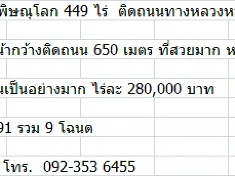 ขายที่ดิน 449ไร่ ติดถนนทางหลวง อวังทอง จพิษณุโลก