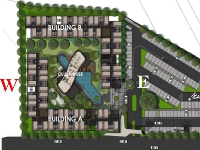 ขายดาวน์ โครงการ D Condo Campus Resort Dome-Rangsit เฟสใหม่ 297 ตรม วิวสระและสวน ชั้น 5 ตึก A