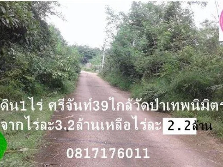 quotแหวนAssetquot ขายด่วนที่ดิน1ไร่ ติดถนนคอนกรีต ซอยศรีจันทร์39 ปรับราคาจาก 32ล้านเป็น 22ล้าน