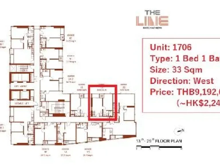 RESALE The LINE Ratchathewi FOREIGN QUOTA UNIT 250 m From BTS Ratchathewi