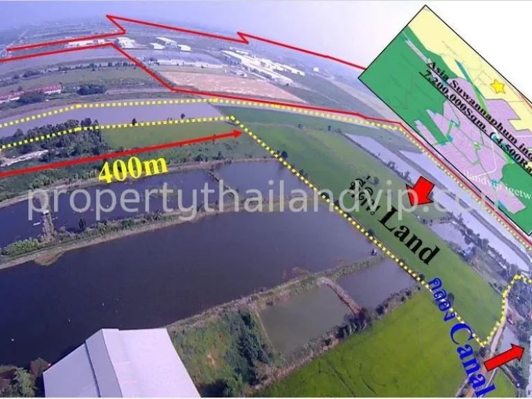 ที่ดิน 200 Rai 500Rai สำหรับสร้างโรงงาน คลังสินค้า พื้นที่ม่วงสีเหลืองม่วงอ่อน