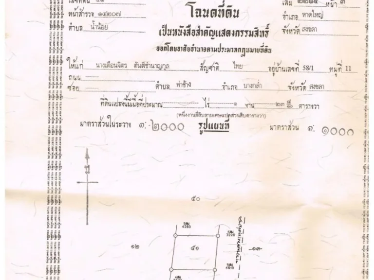 ขายที่ดินคลองวง ตน้ำน้อยห่างถนนใหญ่แค่500เมตร วิวใกล้คลองวง เนื้อที่1238ตารางวา ที่ดินใกล้เมืองหาดใหญ่แต่ราคาไม่แพง