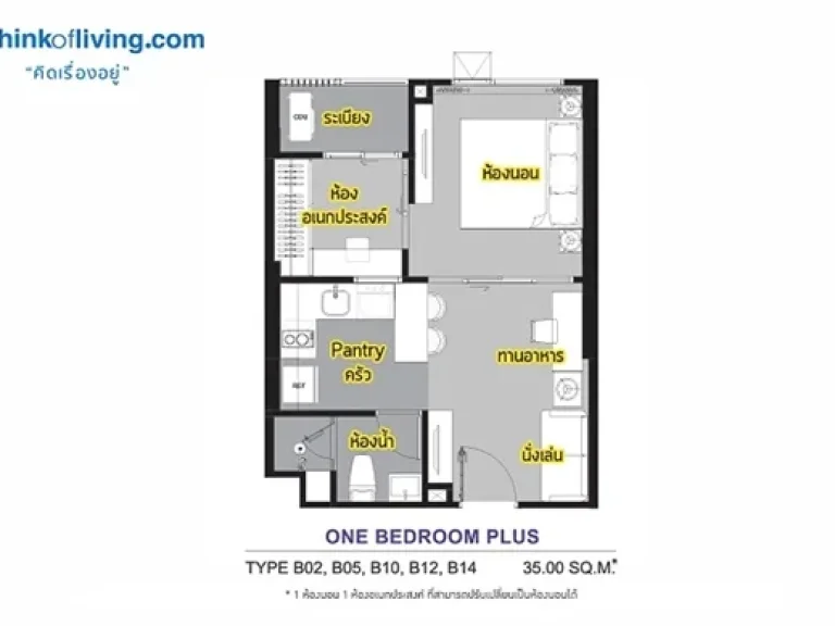 ขาย หรือ ให้เช่า คอนโด ริทึ่ม รางน้ำ 130 m จาก BTS อนุสาวรีย์ type One Bed Plus 3520 ตรม ชั้น 22 ไม่บล็อกวิวพร้อมอยู่65704