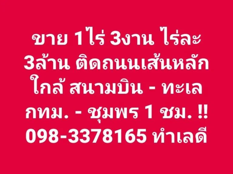 ที่ดินชุมพร ใกล้ทะเล สนามบิน ชุมชน ถนนสวย