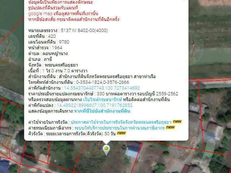 ประกาศขายที่ดิน 1 ไร่ ใกล้วัดตะโก อภาชี จอยุธยา