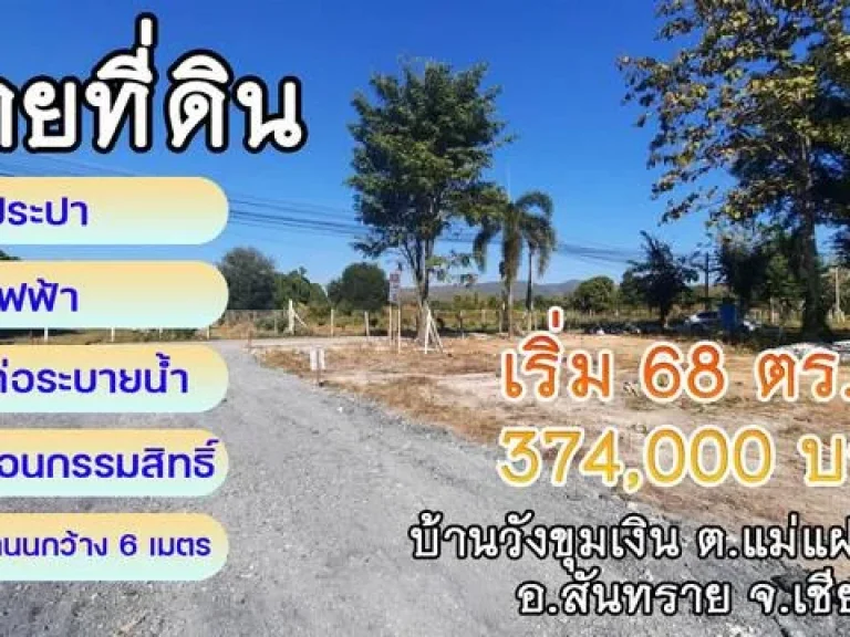 ที่ดินวังขุมเงิน แม่แฝกใหม่ 68 ตรว ในชุมชน ใกล้ตลาด