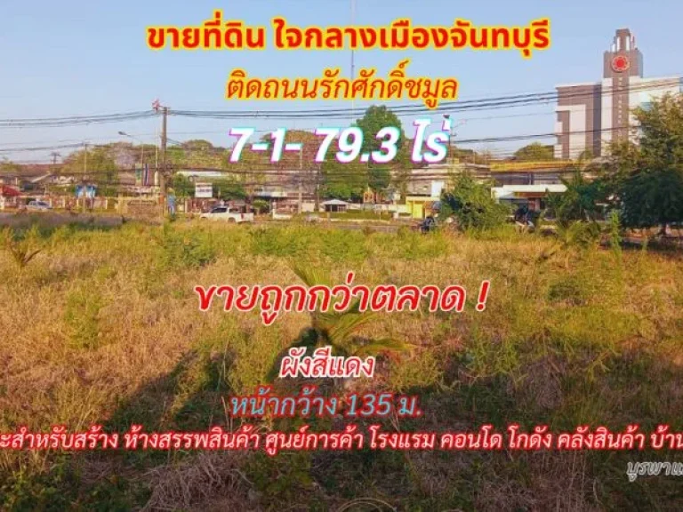 ขายที่ดินกลางเมืองจันทบุรี 7-1-793 ไร่ ติดถนนรักศักดิ์ชมูล