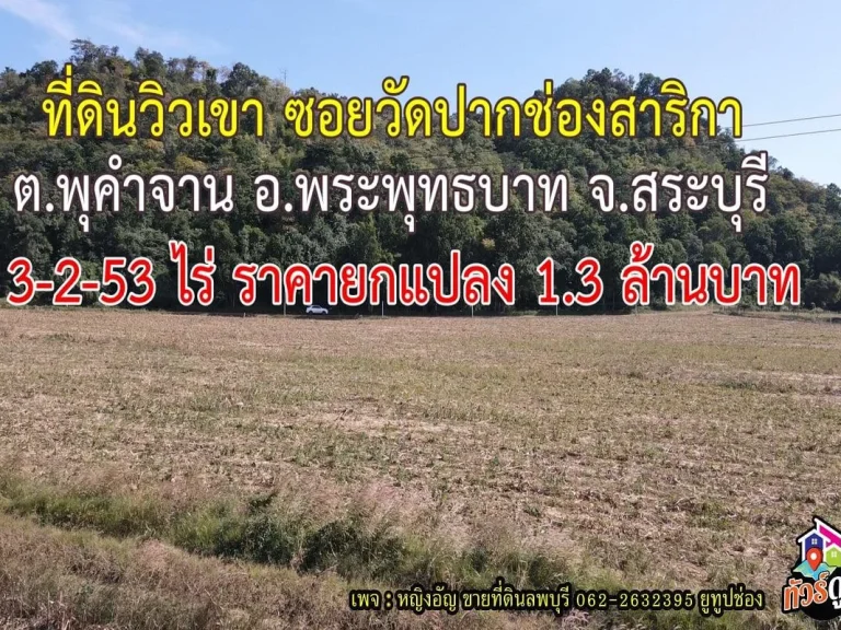 ขายที่ดินใกล้วิวเขา ซอย7สาย4ซ้าย ซอยข้างวัดช่องสาริกานอก ตพุคำจาน อพระพุทธบาท จสระบุรี