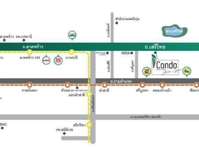 ให้เช่า ไอคอนโด เสรีไทย กรีนสเปซ 3040 ตรม วิวสระน้ำ พร้อมเฟอร์ครบ ใกล้ นิด้า