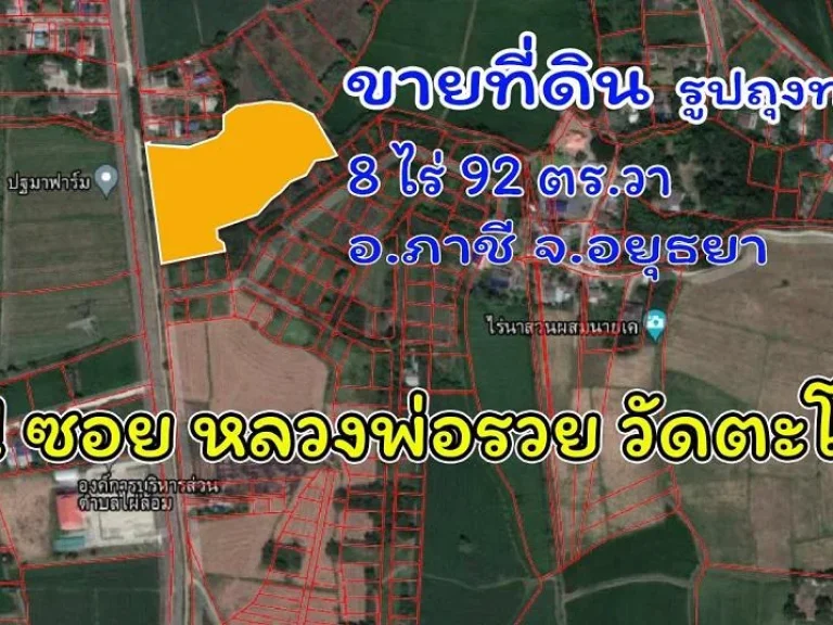 78413 - ขายที่ดิน 8 ไร่ 92 ตรว ไผ่ล้อม ภาชี พระนครศรีอยุธยา