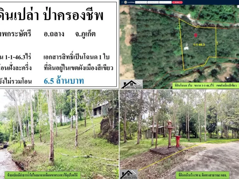 ขายที่ดินสวนยาง 1-1-663ไร่ แถวป่าครองชีพ ผังสีเขียว มีลำธารใสใหลผ่านหลังแปลงที่ดิน