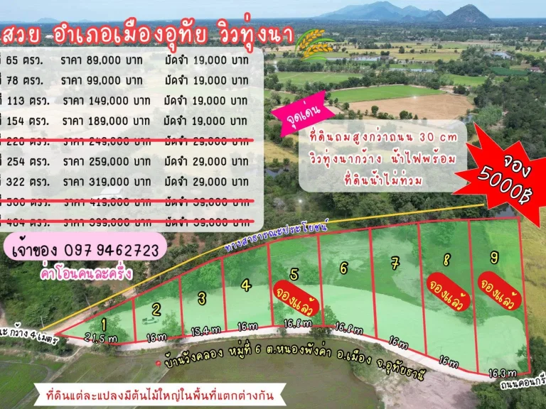 ห้ามพลาด ที่ดินสวย วิวทุ่งนา ในอเมืองอุทัยธานี