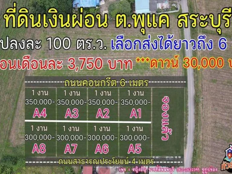 ที่ดินจัดสรร แบ่งขาย ผ่อนชำระกับเจ้าของ บ้านพุแค อเฉลิมพระเกียรติ จสระบุรี