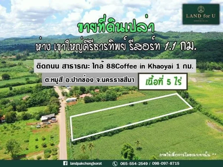 ขายที่ดินเขาใหญ่ ตารางวา7250บาท ที่ดินติดถนนเส้นบุ่งเตย-บ้านสระน้ำใส ใกล้สวนแซ่บ2เขาใหญ่เพียง150เมตร