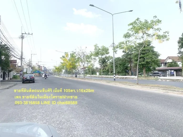 ขายที่ดินติดถนนสืบศิริ เนื้อที่ 105ตรวใกล้แยกร่วมเริงไชย ในเมืองโคราช