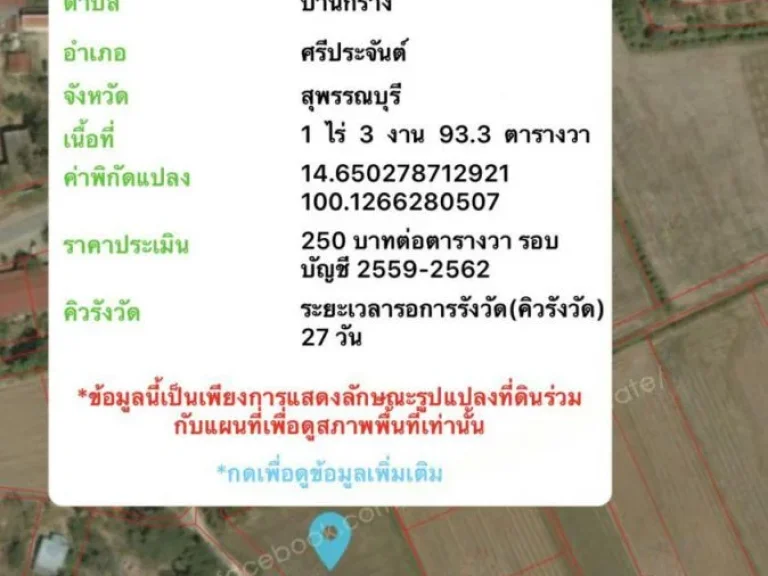 ขายด่วน ที่ดินเปล่า 1-3-933 ไร่ ตบ้านกร่าง อศรีประจันต์