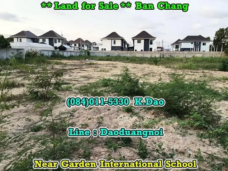 Land for Sale Ban Chang Near Garden International School