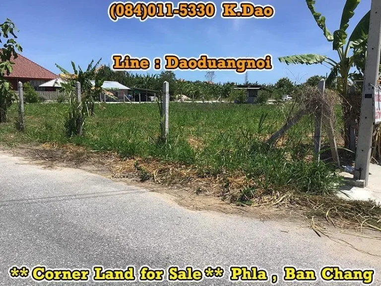 Corner Land for Sale Phla Ban Chang 400 Sqrwah