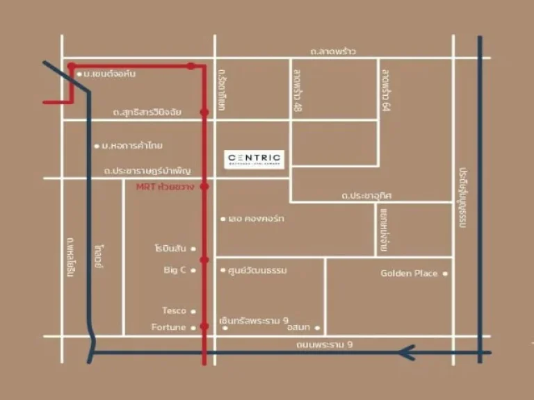 ขายคอนโด ห้องใหม่ ใกล้รถไฟฟ้า MRT ห้วยขวาง เซ็นทริค ห้วยขวาง สเตชั่น แต่งครบ พร้อมอยู่