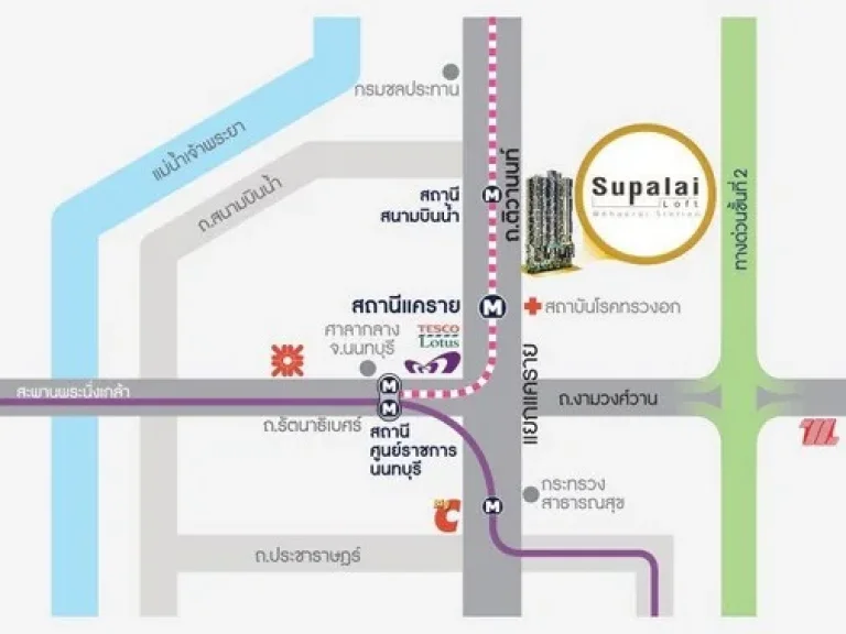 ให้เช่าคอนโด Supalai Loft แคราย ใกล้แยกแคราย พร้อมเฟอร์นิเจอร์ครบ