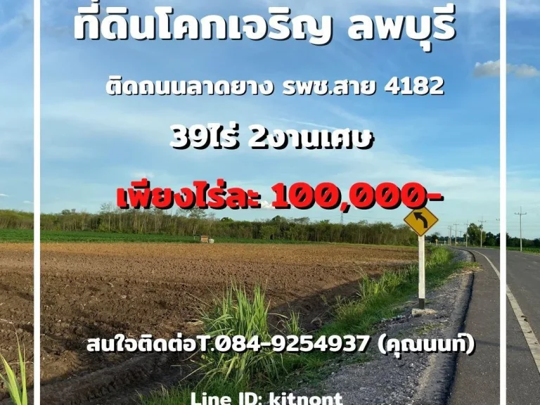 ขายที่ดินโคกเจริญ 39 ไร่ 2 งานเศษ โฉนด ตโคกเจริญ อโคกเจริญ จลพบุรี รหัส L423