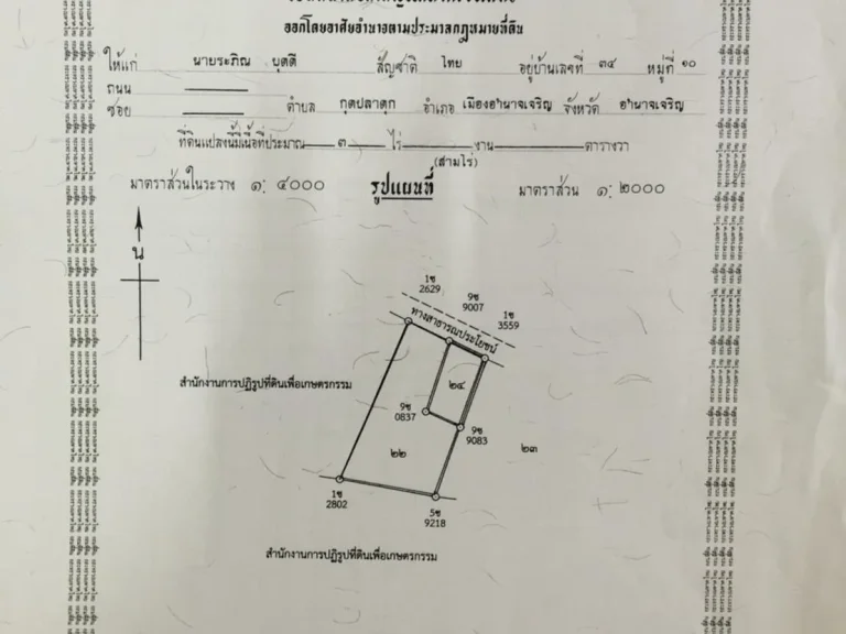 ขายที่ดินบ้านร่องคำ ตกุดปลาดุก อเมือง จอำนาจเจริญ