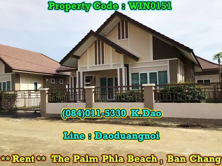 The Palm Phla Beach Ban Chang For Rent Rental Fee 16000 Baht