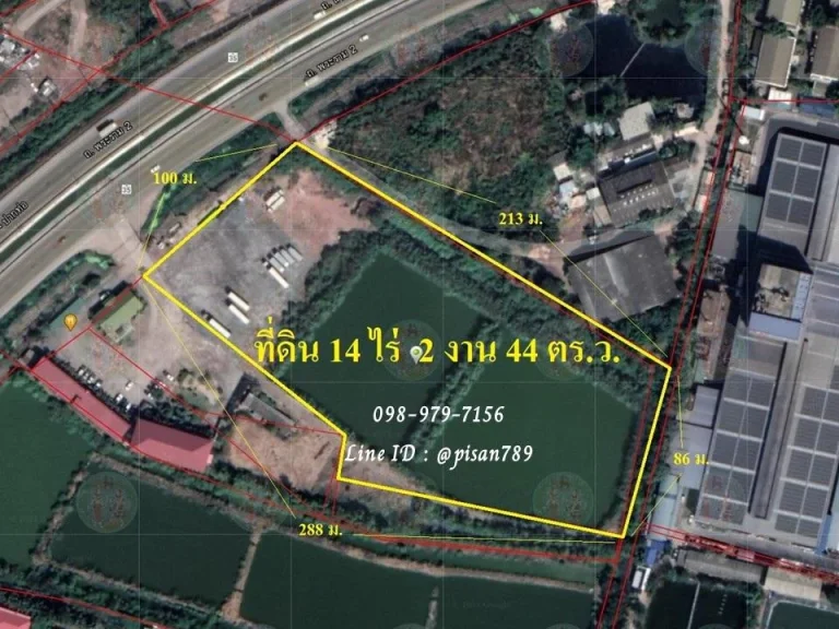 P278 ขายที่ดิน 14 ไร่ 2 งาน 44 ตรว อเมืองสมุทรสาครติดถนนพระราม 2 ผังสีม่วง