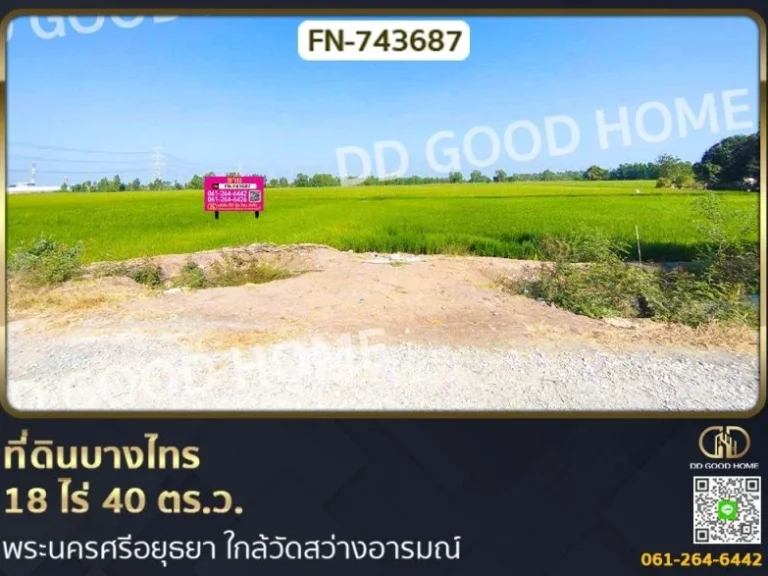 ที่ดินบางไทร 18 ไร่ 40 ตรว พระนครศรีอยุธยา