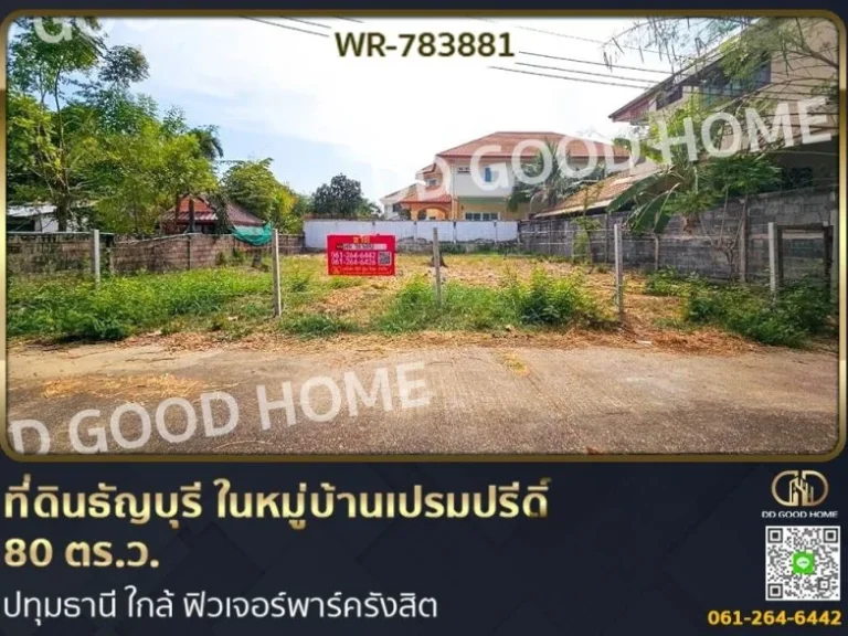 ที่ดินธัญบุรี ในหมู่บ้านเปรมปรีดิ์ 80 ตรว ปทุมธานี ใกล้