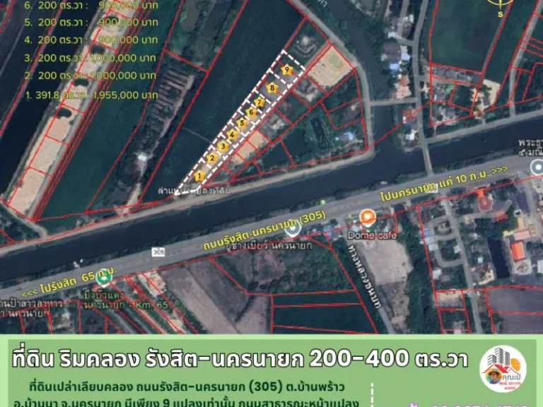 ขายที่ดินนครนายก เนื้อที่ 200-400 ตรวา ที่ ตบ้านพร้าว