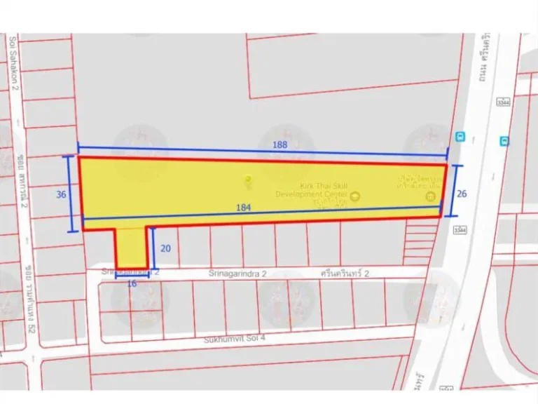 ขายที่ดิน ติดถนนศรีนครินทร์ เนื้อที่ 3-3-89 ไร่ ติดมอเตอร์เวย์บริษัท เออีซีมาร์เก็ตติ้งโฮม