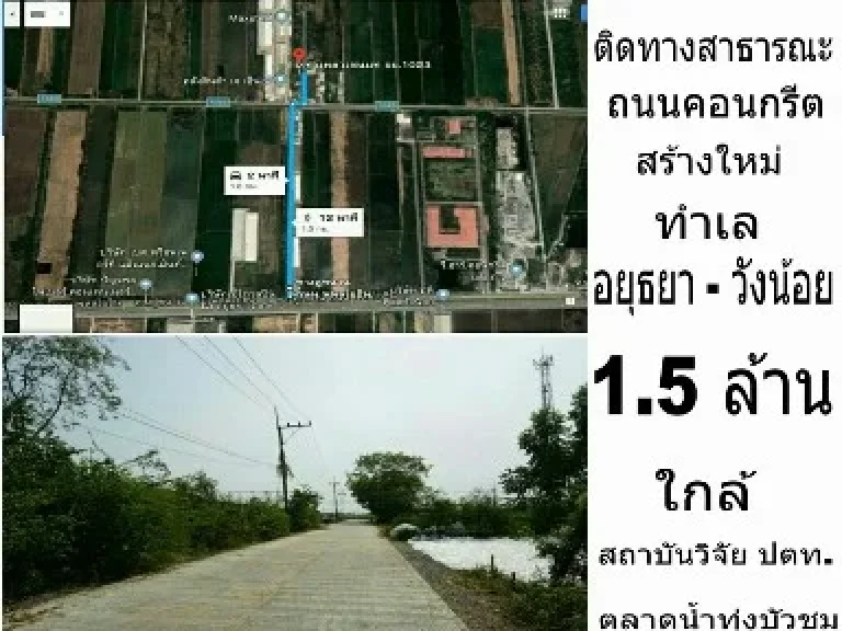 ที่ดินอยุธยา วังน้อย 200 ตรว ขาย 15 ล้าน ทางสาธารณะ คอนกรีต สร้างใหม่ แถวนี้ทำโกดัง โรงงาน