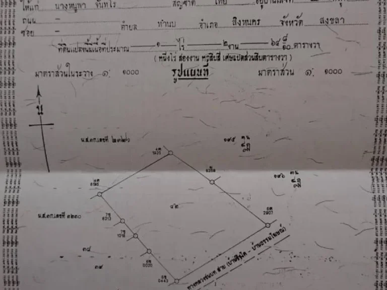 ขายที่มีโฉนดถมแล้ว 1-2-64 ไร่ ในอำเภอสิงหนคร สงขลา