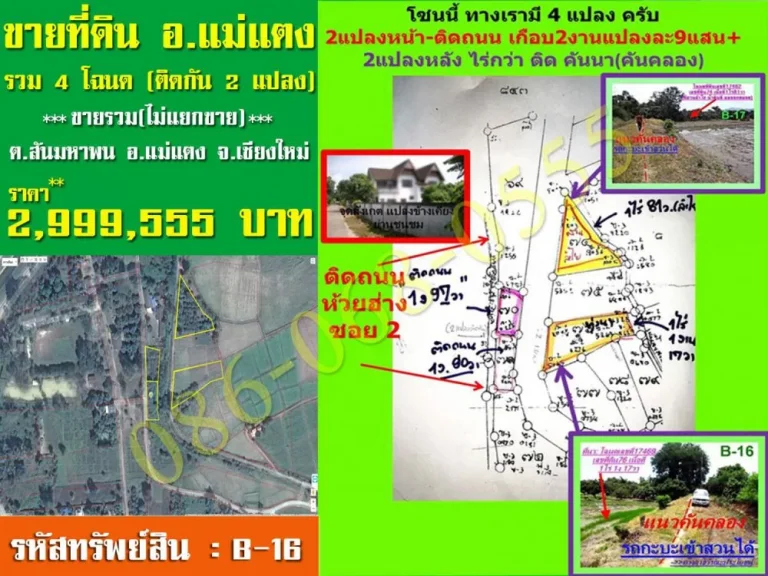 ที่ดิน 4 แปลง ตสันมหาพน อแม่แตง จเชียงใหม่