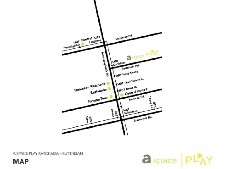 ให้เช่า เอ สเปซ เพลย์ รัชดา สุทธิสาร A Space Play Ratchada Suttisan 1 นอน 1 น้ำ ใกล้ MRT สุทธิสาร