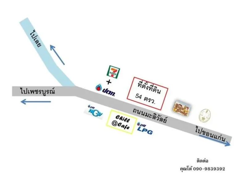 ขายที่ดินติถนนใหญ่ มะลิวัลย์ ตรงข้าม ปตท