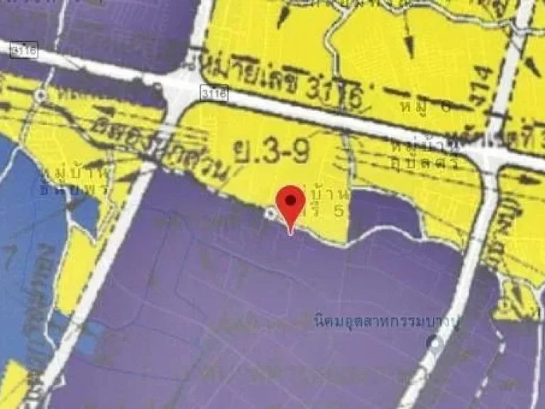 ขายที่ดิน ผังสีม่วง บนถนนแพรกษา ซอย 12 เนื้อที่ 3-2-86 ไร่ สร้าง โกดัง โรงงาน