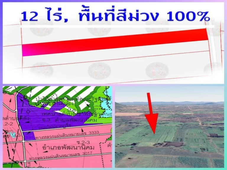 ขายที่ดินราคาถูก 12 ไร่ พัฒนานิคมลพบุรี พื้นที่สีม่วง 100 สร้างโรงงานได้