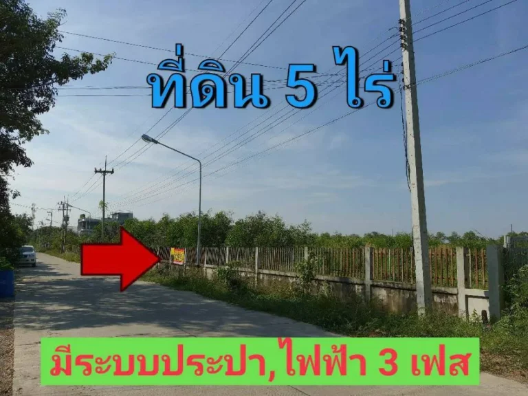 ขายที่ดินสร้างโกดัง 5 ไร่ ติดถนนคอนกรีตสาธารณะ มีระบบประปาและไฟฟ้า 3 เฟส คลอง 6 ลำลูกกา ปทุมธานี