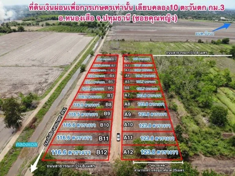 ที่ดินผ่อนได้แนวสวนเกษตรคลองสิบ หนองเสือ ผ่อนถูก T062-1574449