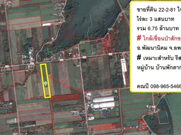 ขายที่ดิน 22 ไร่ พัฒนานิคม จลพบุรี