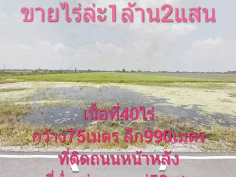 PLS-61-027 ขายที่ดินถนนลาดกระบัง 40 ไร่ หน้ากว้าง 75 เมตร ยาว 990 เมตร เดินทางสะดวกติดถนนเส้นหลัก