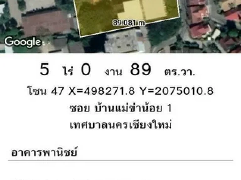 ขายที่ดินพร้อมสิ่งปลูกสร้าง 5 ไร่ ถนนมหิดล ใกล้แอร์พอต อเมือง จเชียงใหม่