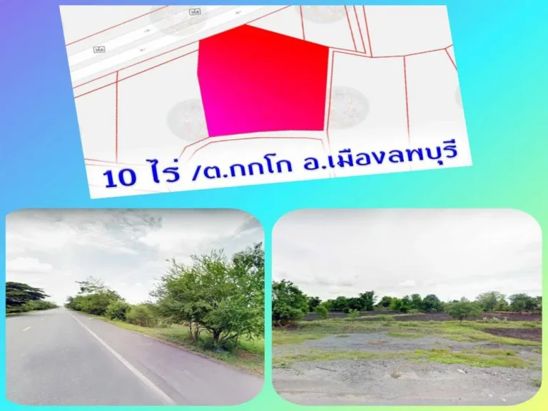 ขายที่ดินทำเลทอง 10 ไร่ ใกล้โรบินสัน ติดถนนบายพาสลพบุรี-สิงห์บุรี