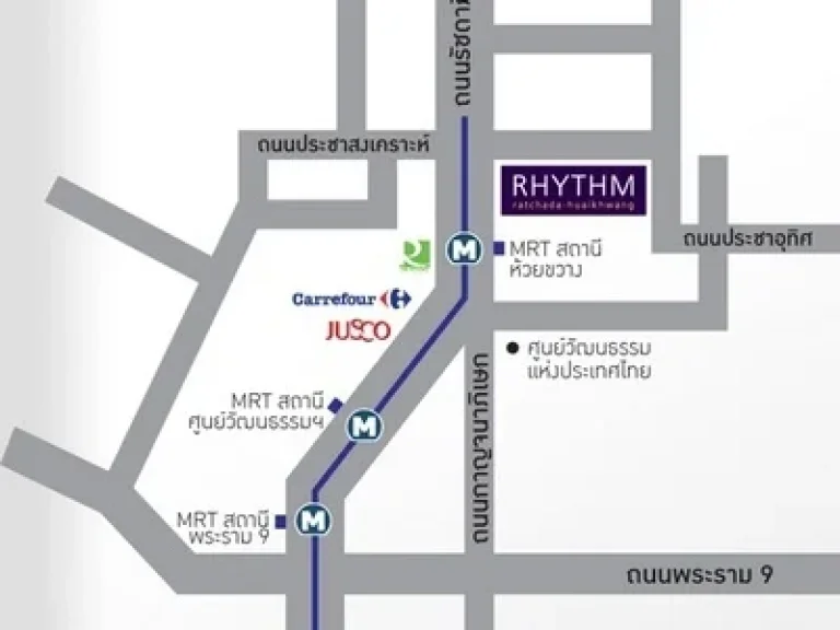 ให้เช่าคอนโด RHYTHM รัชดา-ห้วยขวาง 2 นอน ใกล้ MRT ห้วยขวาง พร้อมอยู่